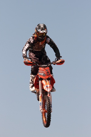 BRISBANE, AUSTRALIA - SEPTEMBER 15 :  unidentified rider giving FMX motorcross demonstration as part of Redcliffe Festival on September 15, 2012 in Brisbane, Australiaのeditorial素材