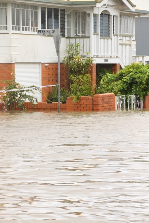 BRISBANE, AUSTRALIA - JANUARY 28 : Houses flooded from ex tropical cyclone Oswald on January 28, 2013 in Brisbane, Australiaのeditorial素材
