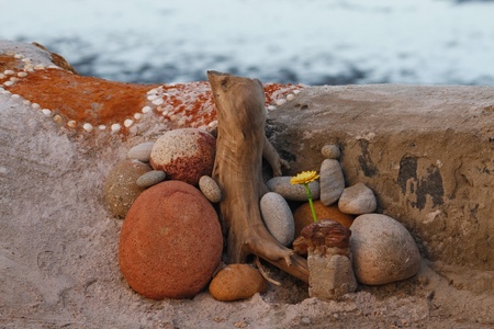feng shui flower beach sculpture brisbane australiaの写真素材