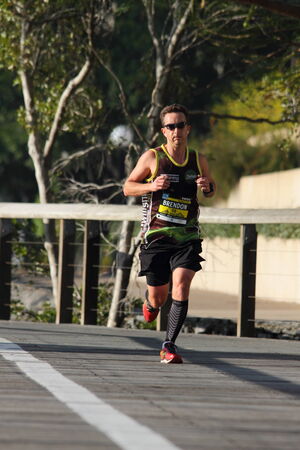 BRISBANE, AUSTRALIA - AUGUST 03 Competitor Brendon Robards in Brisbane Marathon  August 03, 2014 in Brisbane, Australiaのeditorial素材