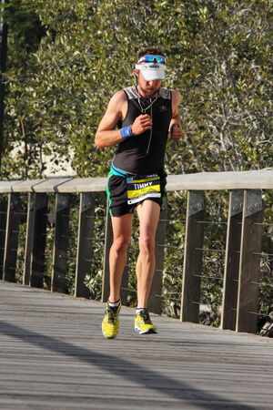 BRISBANE, AUSTRALIA - AUGUST 03 Competitor Timmy Waldon in Brisbane Marathon  August 03, 2014 in Brisbane, Australiaのeditorial素材