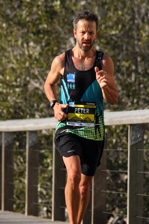 BRISBANE, AUSTRALIA - AUGUST 03 Competitor Peter Mcintyre in Brisbane Marathon  August 03, 2014 in Brisbane, Australiaのeditorial素材