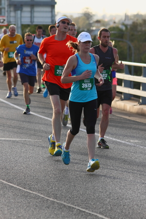 BRISBANE, AUSTRALIA - SEPTEMBER 07 : Unidentified runners  participating in the "Bridge to Brisbane" charity fun run on September 07, 2014 in Brisbane, Australiaのeditorial素材