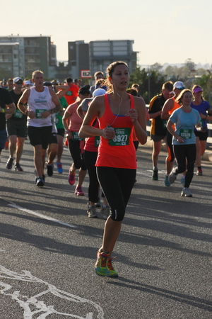 BRISBANE, AUSTRALIA - SEPTEMBER 07 : Unidentified runners  participating in the "Bridge to Brisbane" charity fun run on September 07, 2014 in Brisbane, Australiaのeditorial素材