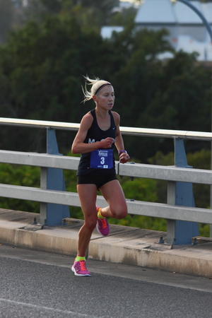 BRISBANE, AUSTRALIA - SEPTEMBER 07 :Clare Margaret Geraghty in the "Bridge to Brisbane" charity fun run on September 07, 2014 in Brisbane, Australiaのeditorial素材