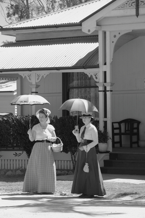 CABOOLTURE, AUSTRALIA -SEPTEMBER 06: Unidentified period re-enactors as part of ANZAC centenary commemoration at historical village September 06, 2014 in Caboolture, Australiaのeditorial素材