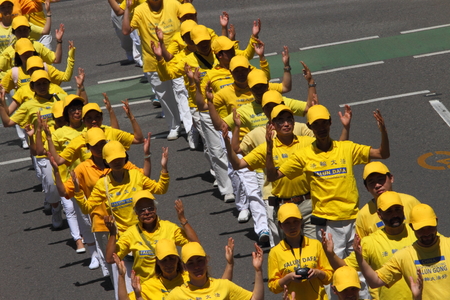 BRISBANE, AUSTRALIA - NOVEMBER 15: Falun Gong protesting Chinese persecution and organ trade at g20...