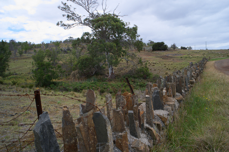 historical spiky bridge made by first convict settlers swansea tasmaniaの写真素材