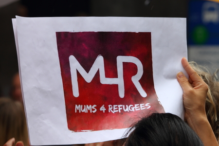 BRISBANE, AUSTRALIA - FEBRUARY 05 : Protest sign in support of churches offering sanctuary to refugees February 05, 2016 in Brisbane, Australiaのeditorial素材