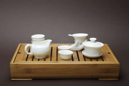 Chinese tea table, tea setの写真素材