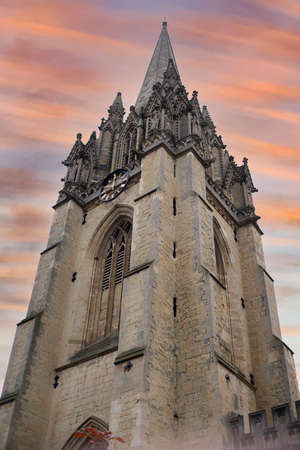 Tower of a medieval church in Banbury, England, University Church of St Mary the Virginの写真素材