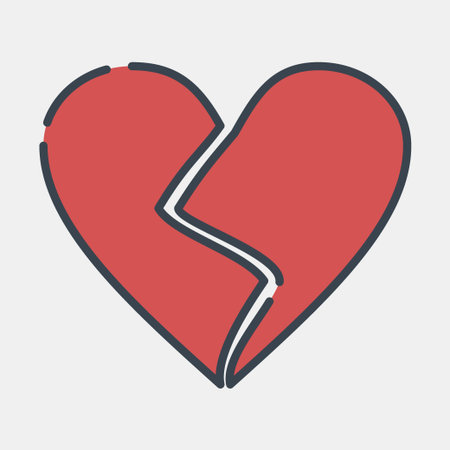 Icon broken heart. Valentine day celebration elements. Icons in filled line style. Good for prints,...