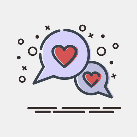 Icon love chat. Valentine day celebration elements. Icons in MBE style. Good for prints, posters, ,...