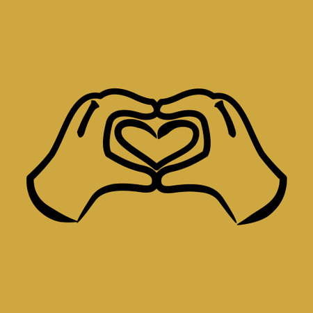 Icon heart shaped hand. Valentine day celebration elements. Icons in hand drawn style. Good for...