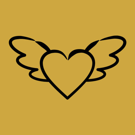 Icon heart with wings. Valentine day celebration elements. Icons in hand drawn style. Good for...