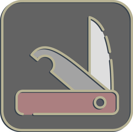 Icon clasp knife. Camping and adventure elements. Icons in embossed style. Good for prints, posters,...