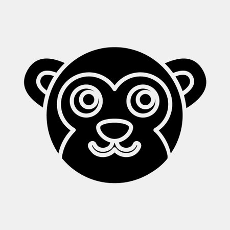 Icon monkey face. Chinese Zodiac elements. Icons in glyph style. Good for prints, posters, ,...
