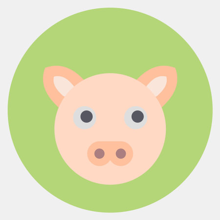 Icon pig face. Chinese Zodiac elements. Icons in color mate style. Good for prints, posters, ,...