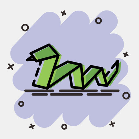 Icon snake origami. Chinese Zodiac elements. Icons in comic style. Good for prints, posters, ,...