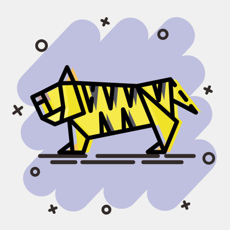 Icon tiger origami. Chinese Zodiac elements. Icons in comic style. Good for prints, posters, , advertisement, decoration,infographics, etc.のイラスト素材