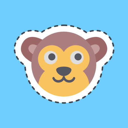 Cutting Line Sticker monkey face. Chinese Zodiac elements. Good for prints, posters, ,...