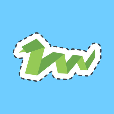 Cutting Line Sticker snake origami. Chinese Zodiac elements. Good for prints, posters, , advertisement, decoration,infographics, etc.のイラスト素材