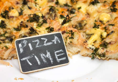 Photo concept - there is always time for pizza. Close-upの写真素材