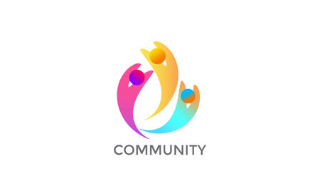 Community group charity icon connection creative hub abstract concept colorful logo template backgroundのイラスト素材