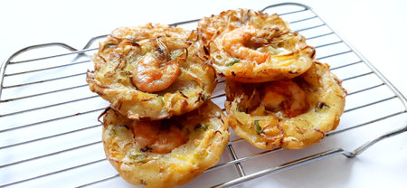 Bakwan udang or shrimp bakwan or bakwan Pontianak. Indonesian fried snack. Traditional street food