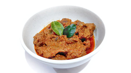 Beef Toppa Lada served in a white bowl. Popular Indonesian food from Makassar, South Sulawesiの写真素材