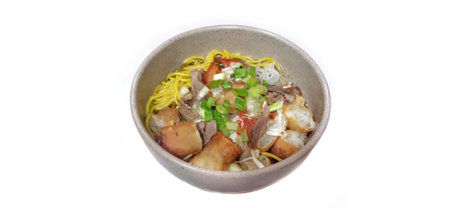 Soto Mie Bogor, Indonesian Beef Noodles Soup Served with Beef, Spring Roll, Tomato, Cabbage, Rice...
