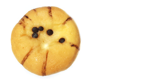 Maxi Choco Cheese Bread with Choco Chips and Filled Cream Cheese Isolated on White Background. Food...