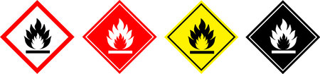 Set of Flammable hazard icon. Fire safety warning symbol. Danger signs vector illustration design....