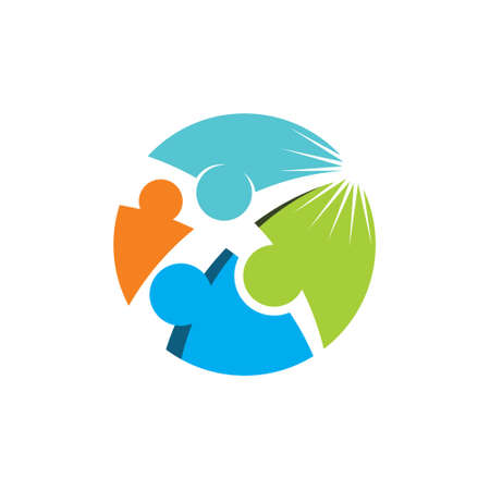 Colourful logo formed by peoples in a path going to lightのイラスト素材