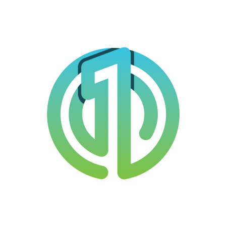 Modern number one inside a circleのイラスト素材