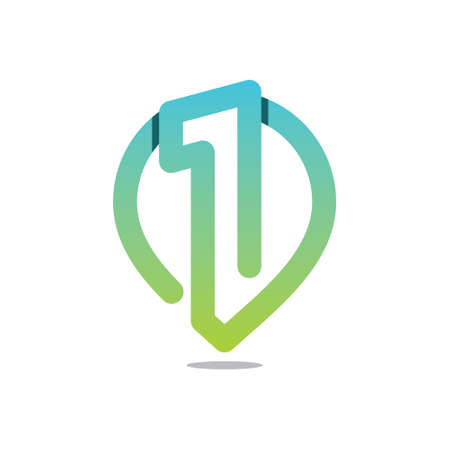 Modern logo formed by number one inside a mapのイラスト素材