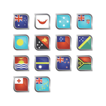 Oceania flag iconsのイラスト素材