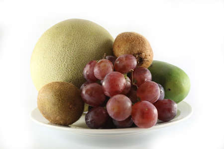 fresh fruits & plateの写真素材