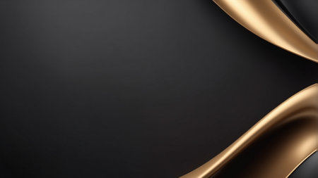 Elegant Golden Curves Flowing Across a Dark Background, Creating a Luxurious and Modern Abstract Design with a Sophisticated and Dramatic Effectの素材