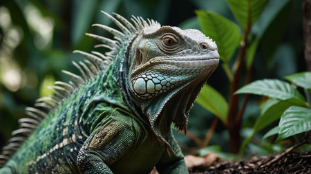 Green Iguana in the jungle of Costa Rica, Central America.の素材
