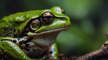 European tree frog (Litoria caerulea) on a branchの素材