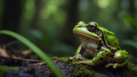 European tree frog (Hyla arborea) in the forestの素材