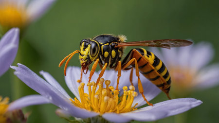 Vespula vulgaris is a genus of about 30 species of wasps in the family Apidae.の素材