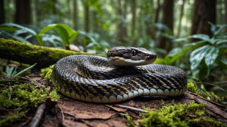 Panthera guttata, commonly known as the Chinese rat snake or Asian rat snake.の素材