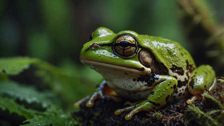 European tree frog (Hyla arborea) in the rainforestの素材