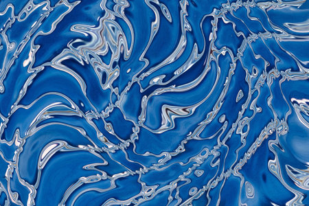 Blue abstract background. Computer generated 3D photo rendering. The surface of the liquid with a...
