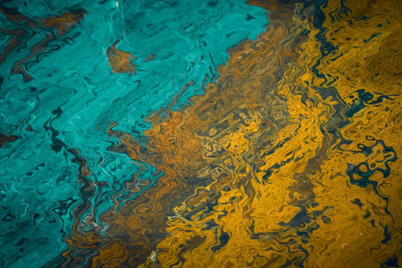abstract background of blue and yellow water with some smooth lines in it