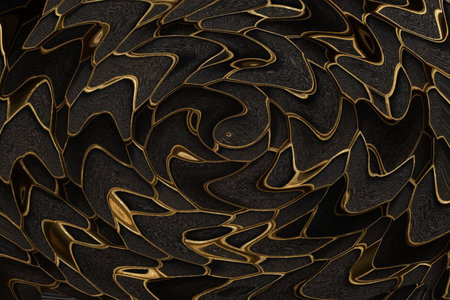 Black and gold abstract background, 3d rendering. Computer digital drawing.