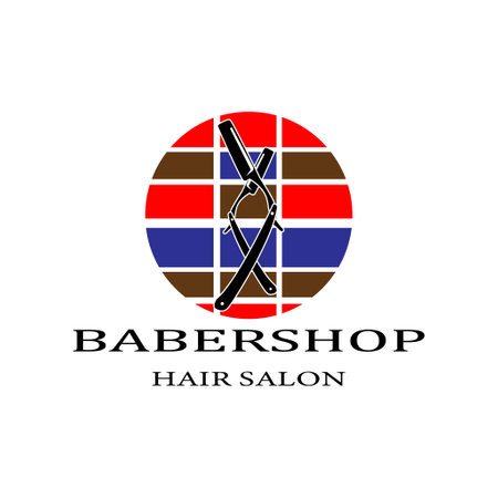 Babershop logo design concept templateのイラスト素材