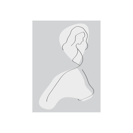 Silhouette of a beautiful woman. Vector illustration in the linear style.のイラスト素材